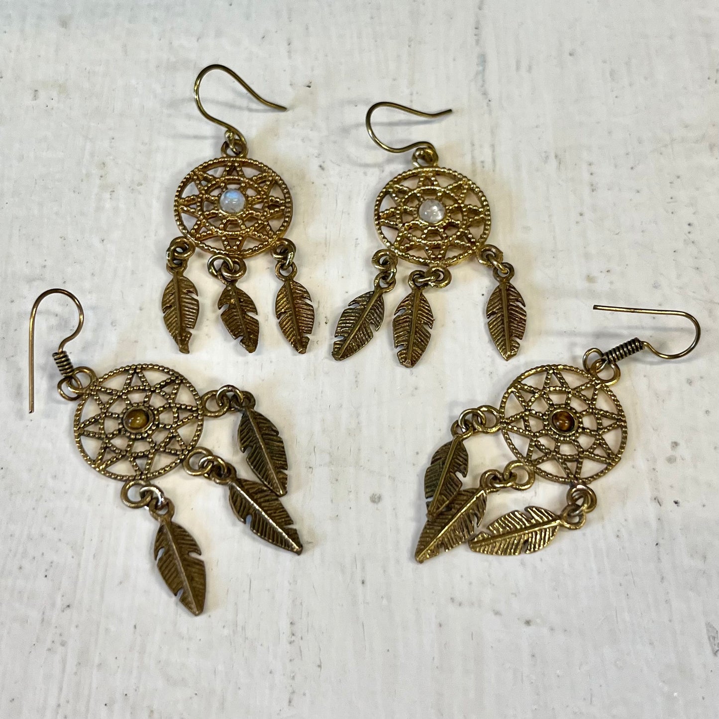 Gold Plated Dreamcatcher Earrings with Various Stones