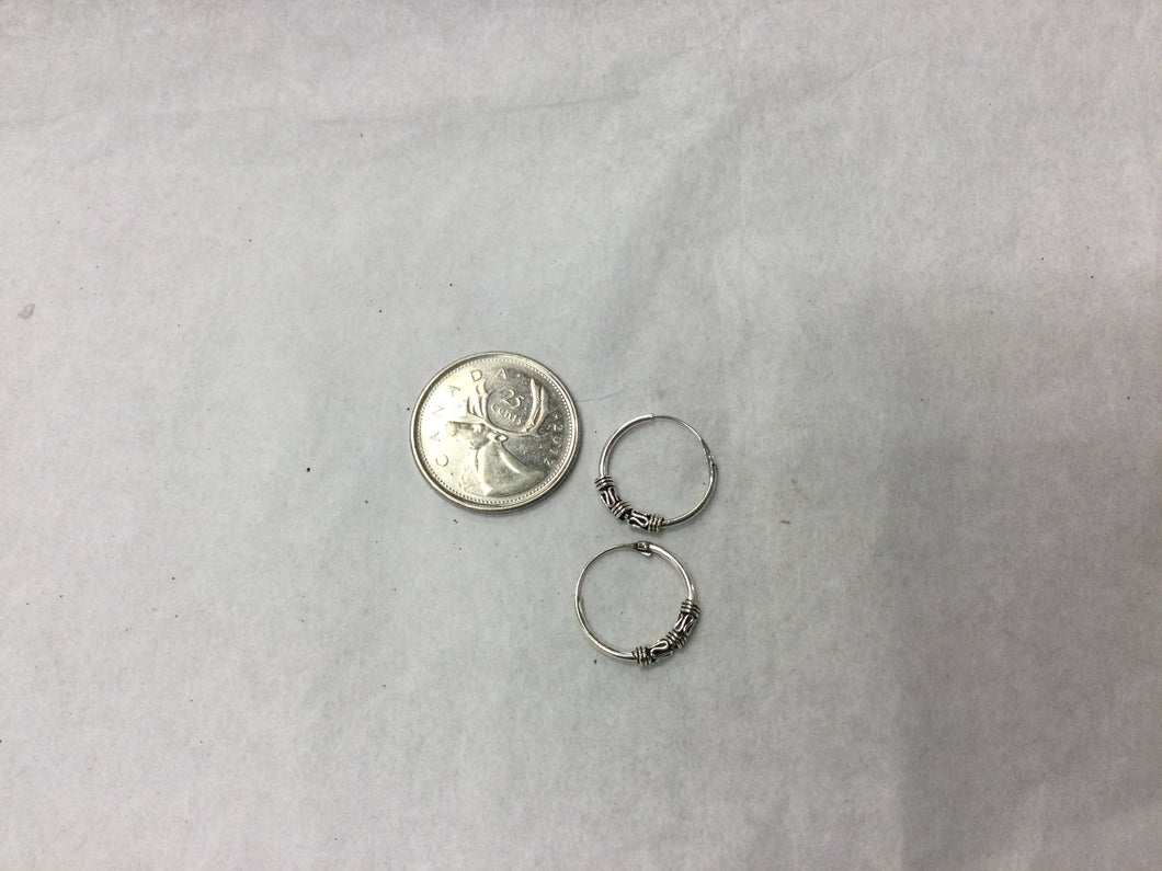 Silver Hoop Earrings with Metal Beads (35mm)