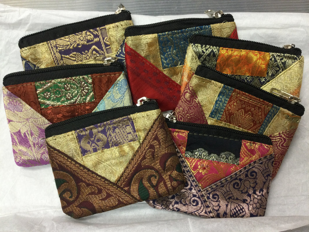Silk change purse with zipper