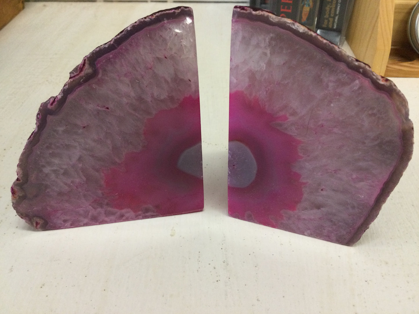 Pink Agate Bookends