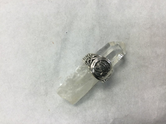 Eye of Horus Silver Wide Band with Celtic Designs, size 11