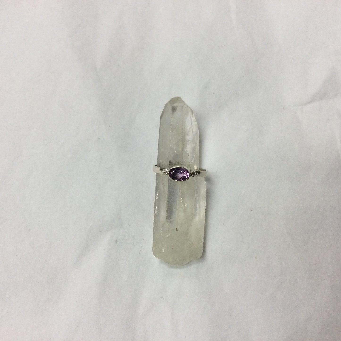 Simple Silver Gemstone Ring - Amethyst