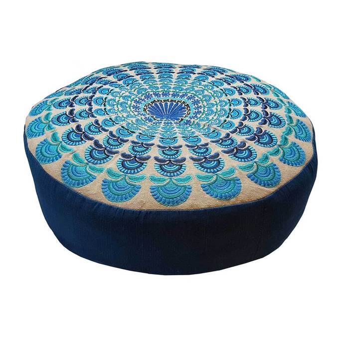 Blue Peacock Meditation Pillow 40x40cm