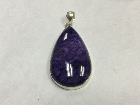 Teardrop Cut Charoite Pendant