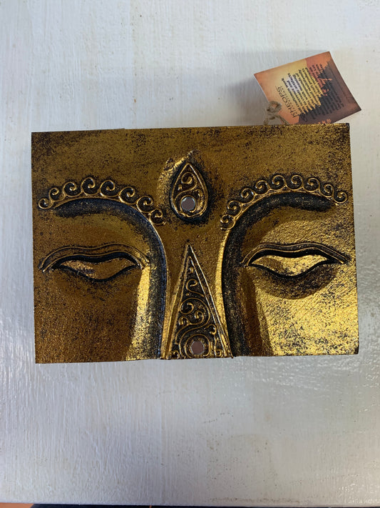 Buddha box, gold colour, hinged
