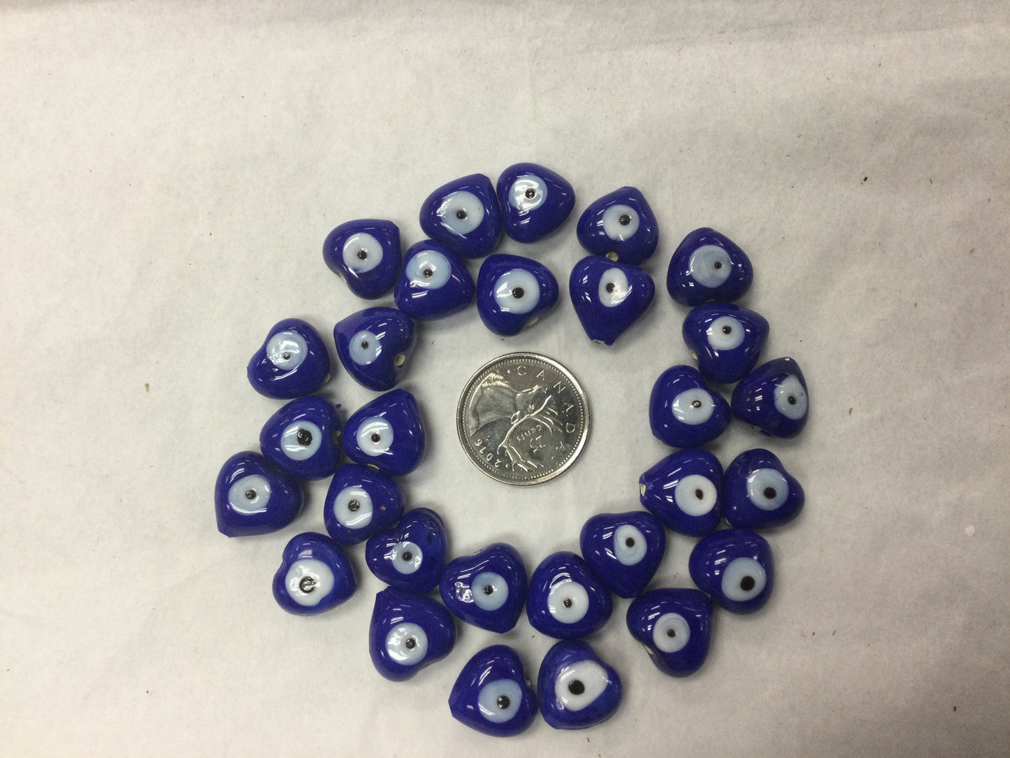 Evil Eye Blue Glass Heart Bead