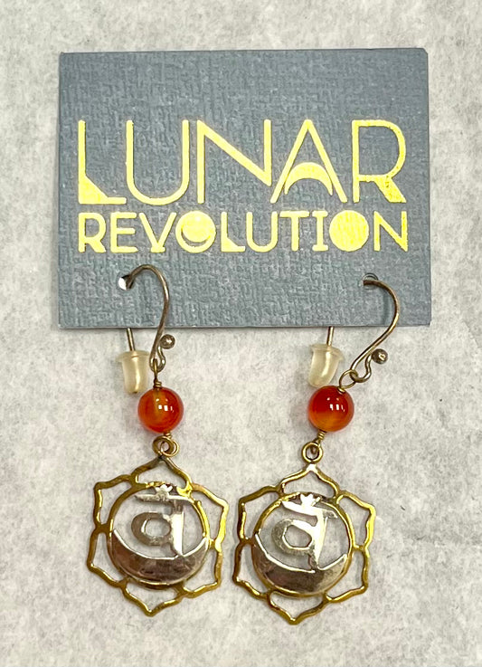 Sacral Chakra Dangle Earrings with Carnelian Bead