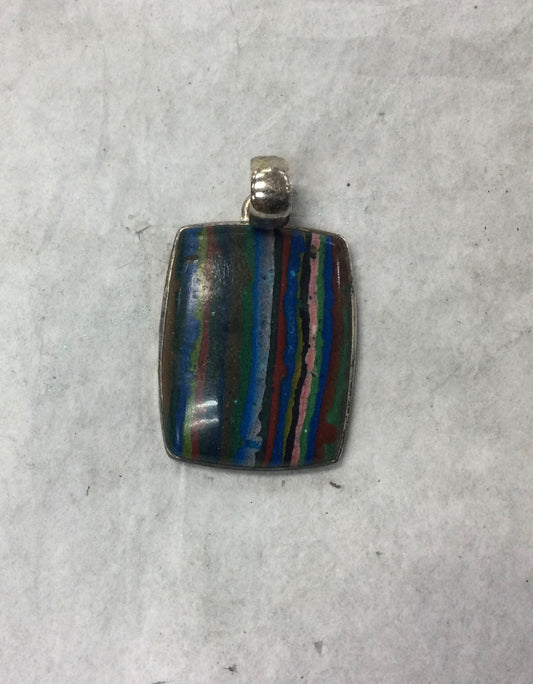 Rainbow Calcilica Square Pendant