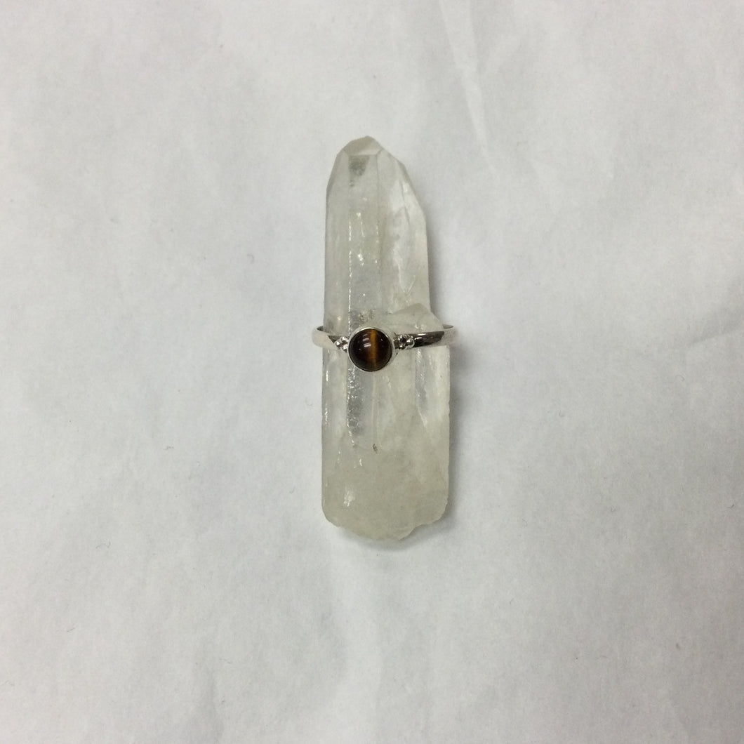 Simple Silver Gemstone Ring - Golden Tiger’s Eye