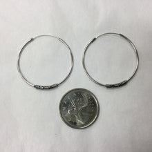 Load image into Gallery viewer, Silver Hoop Earrings with Metal Beads (35mm)
