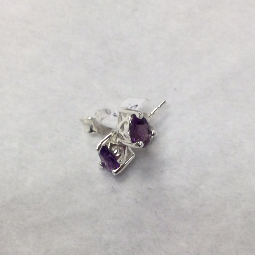 Amethyst drop shaped stud earrings