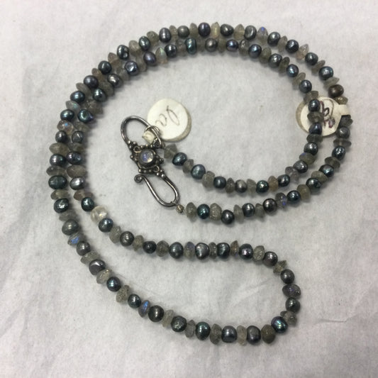 Beaded Labradorite Necklace with Adorned Clasp