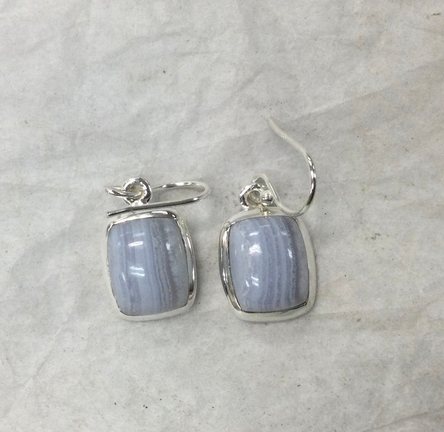 Square Blue Lace Agate Hook Earrings