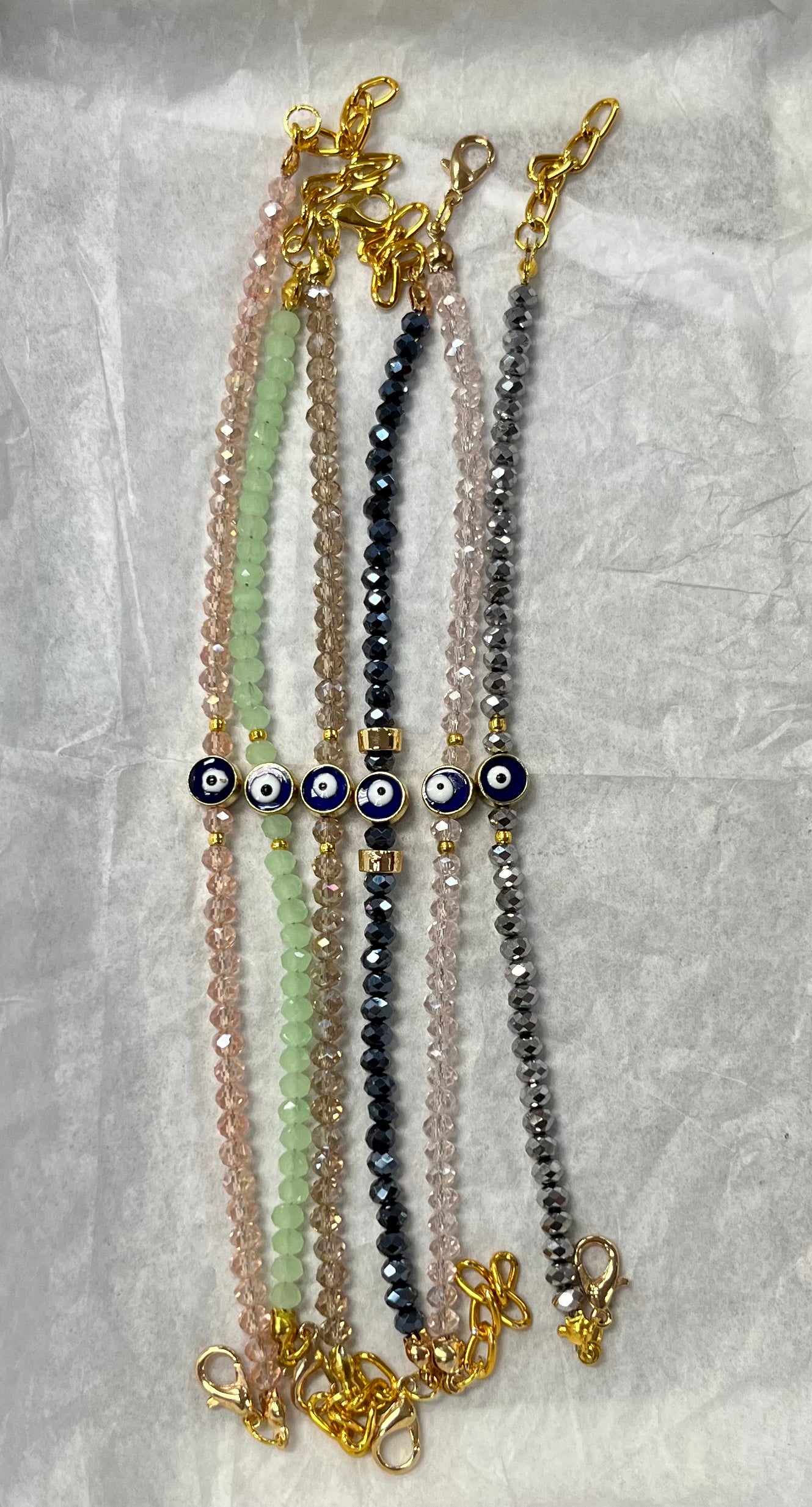 Evil Eye Glass Crystal Bracelet