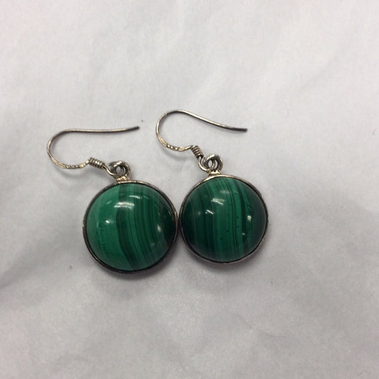 Malachite Dangling Earrings (Large Round)