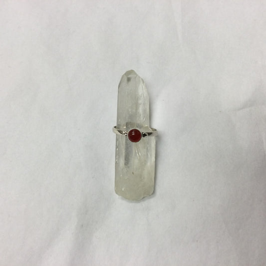 Simple Silver Gemstone Ring - Carnelian