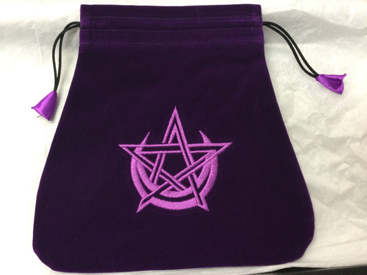 Pentacle and Crescent Moon Velvet/ Silk Tarot Bag