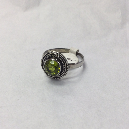 Peridot Round Faceted Ring size 8