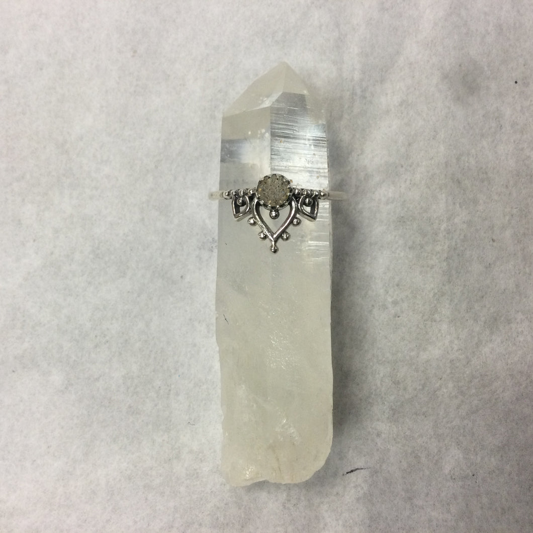 Silver Henna Style Labradorite Ring