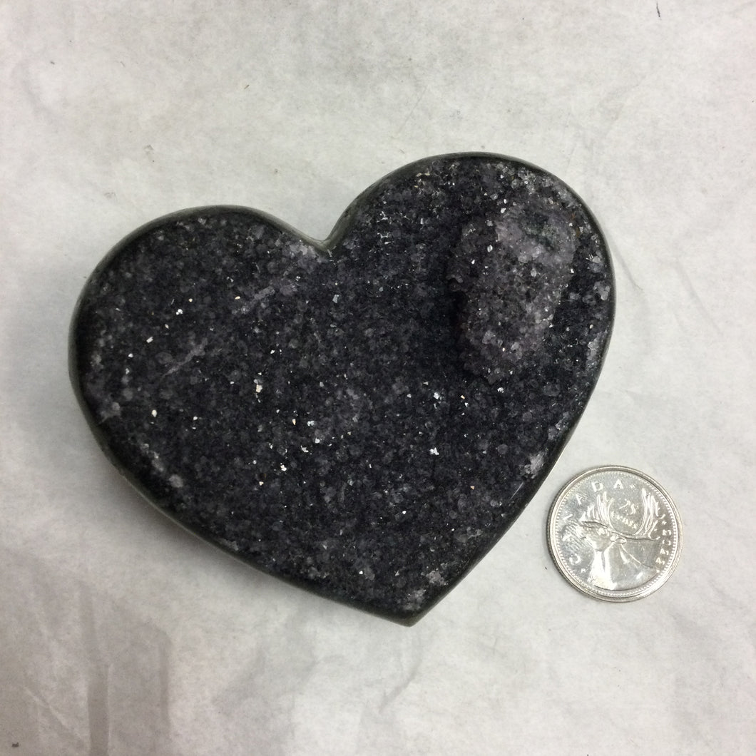 Raw Amethyst Heart from Uruguay with Right Side Cluster on Top