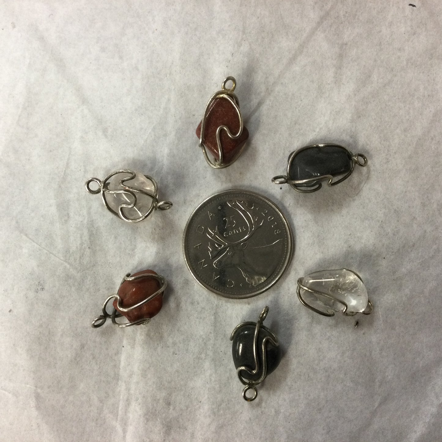 Various X Small Wire Wrapped Crystal Pendants