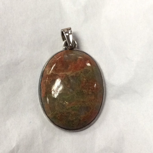 Mylonite/Unakite pendant, oval