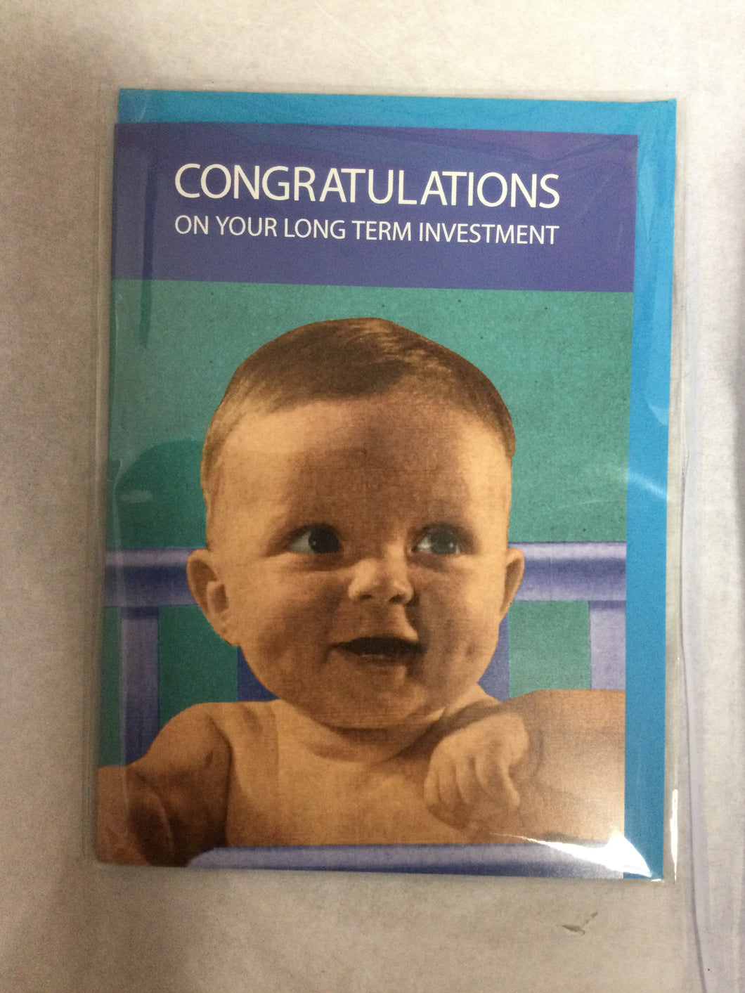 Card, Congratulations on Long Term Investment, Blue