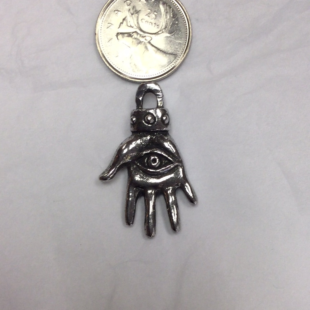 Pewter Evil Eye Hand Pendant