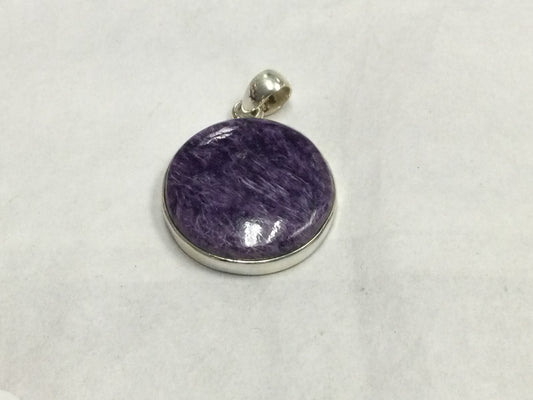 Simple Round Cut Charoite Pendant