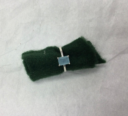 Square Blue Aquamarine Ring, size 8