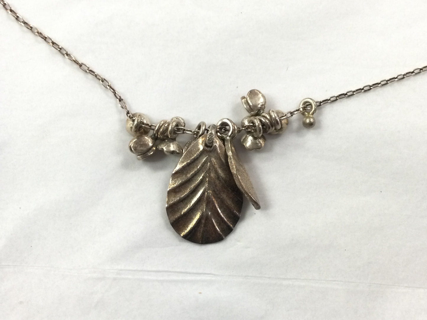 Silver Leaf and Flowers Pendant