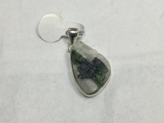 Unique Rough Teardrop Green Tourmaline Pendant