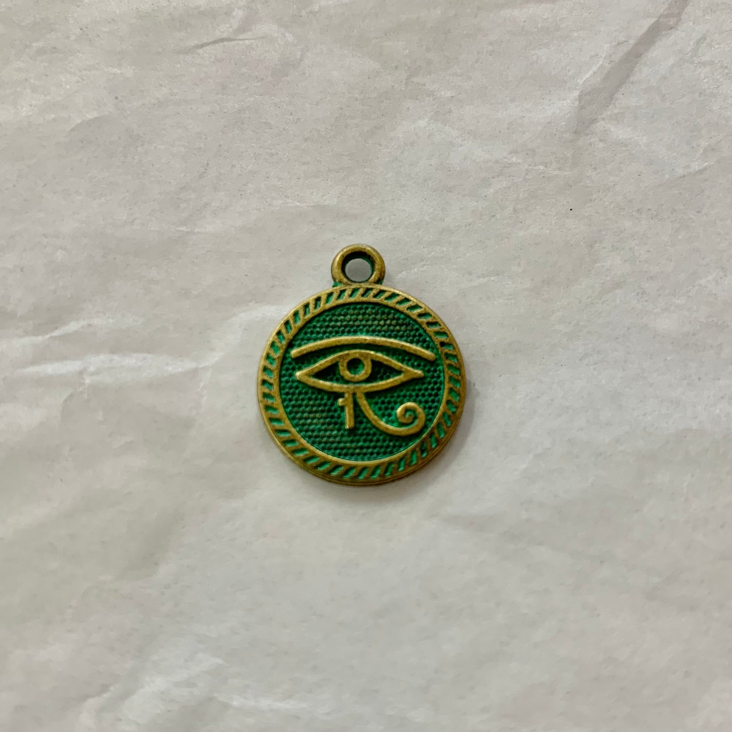 Small Eye of Horus Oxidized Brass Plated Pendant 1cm