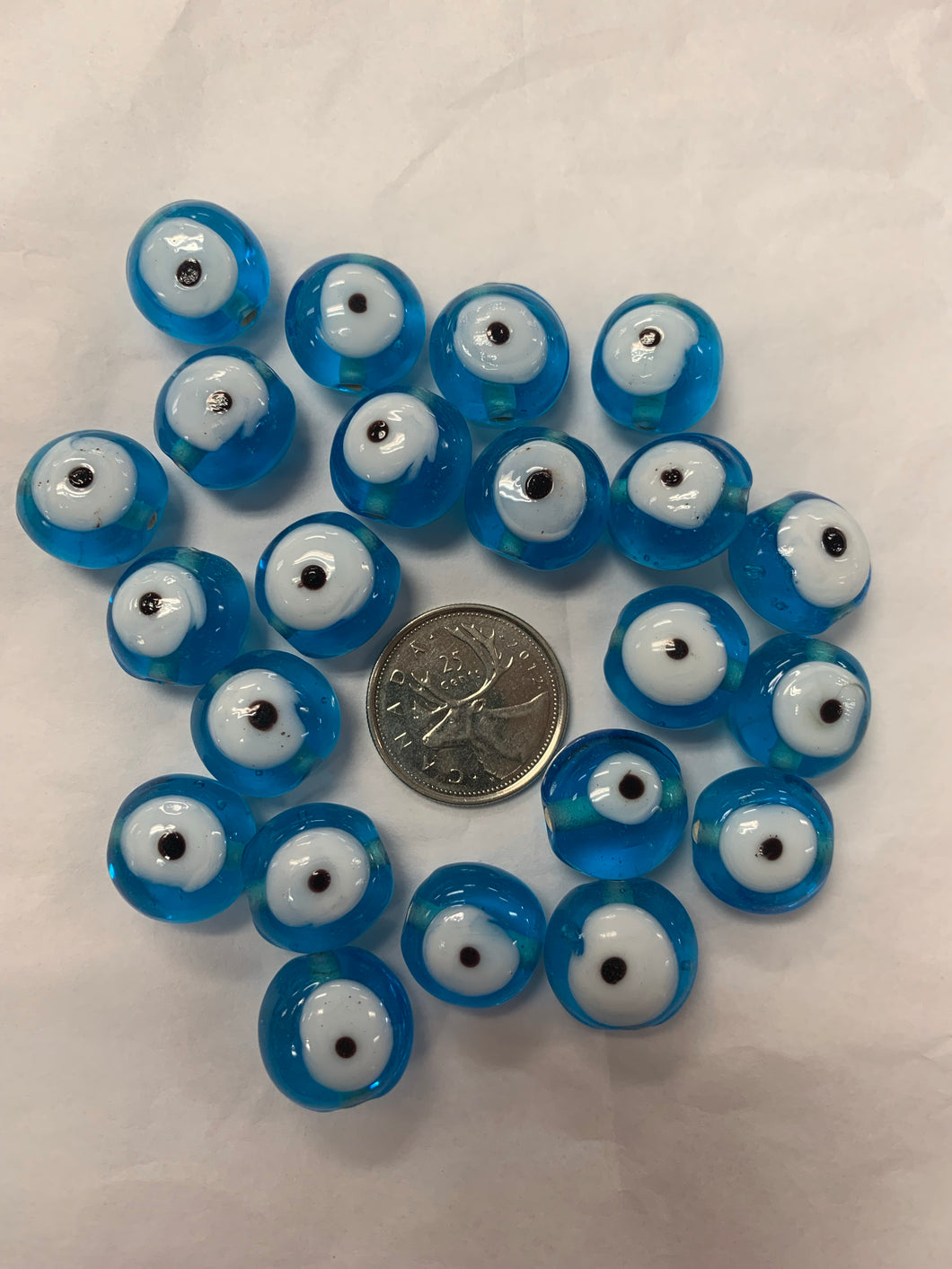 Evil Eye Glass Beads (Light Blue)