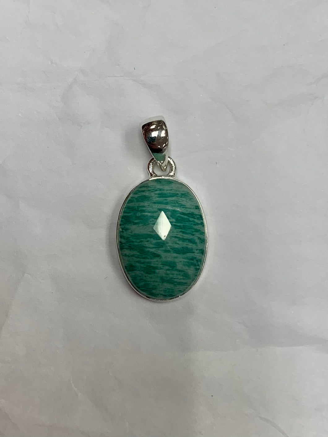 Faceted Amazonite Pendant in Silver