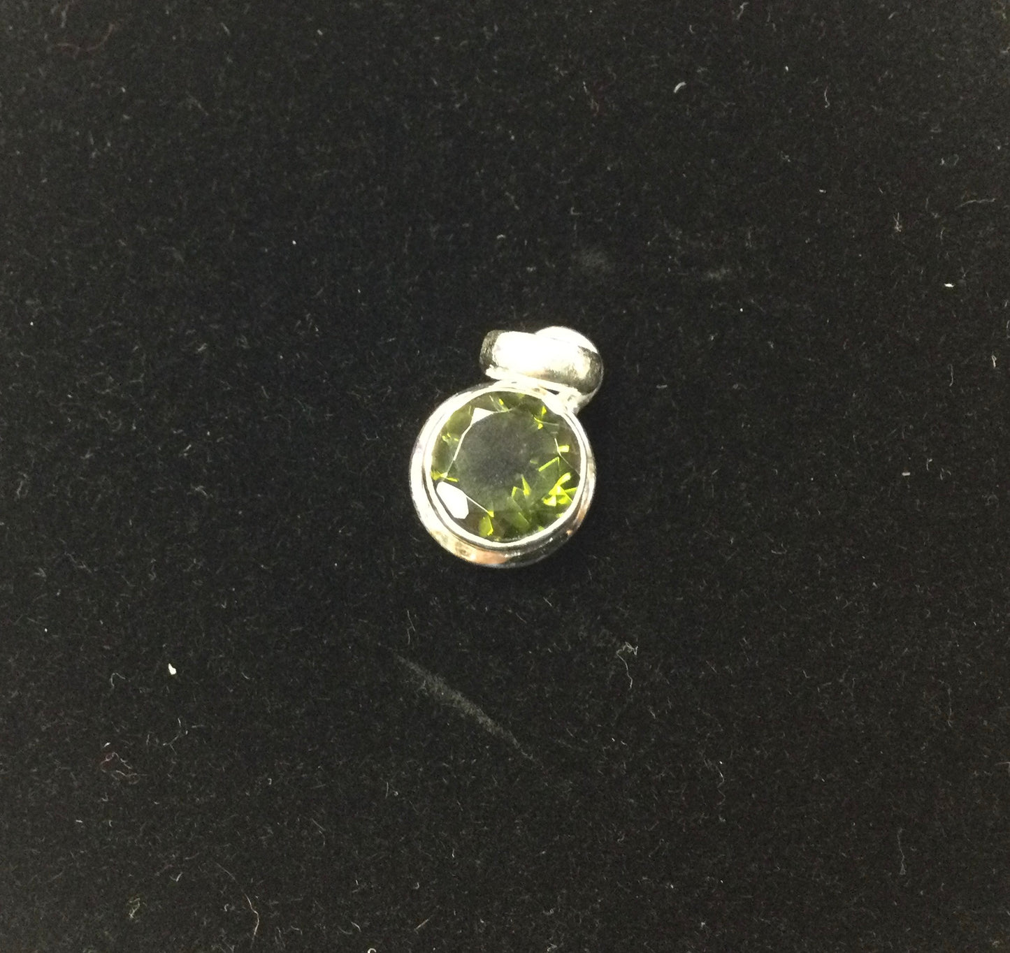 Moldavite Round Silver Pendant