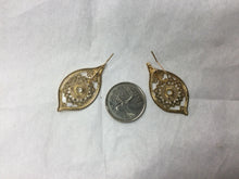 Load image into Gallery viewer, Lavishy earrings, wide almond shape with center flower
