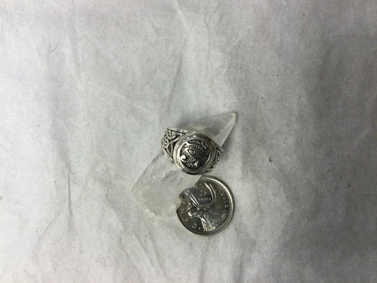 Eye of Horus Silver Wide Band with Celtic Patterning, size 11