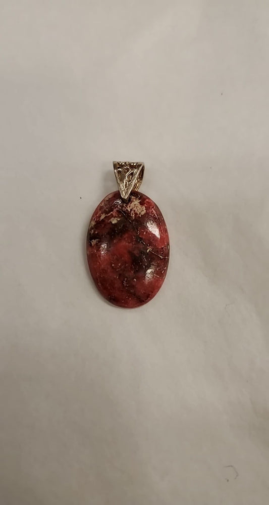 pendant, Thulite oval